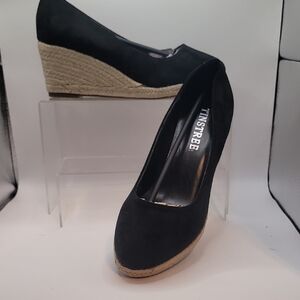 Instree Black Wedge Women Shoes